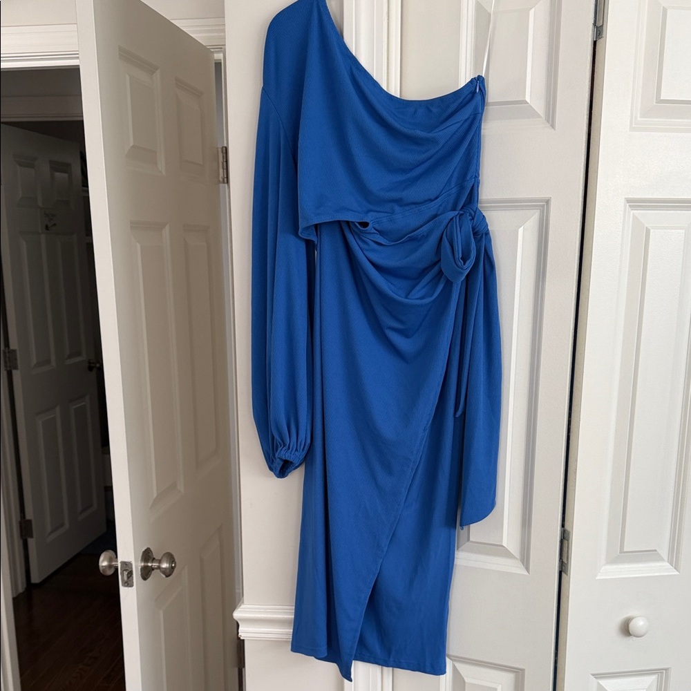 Hello Molly One Shoulder Blue Dress